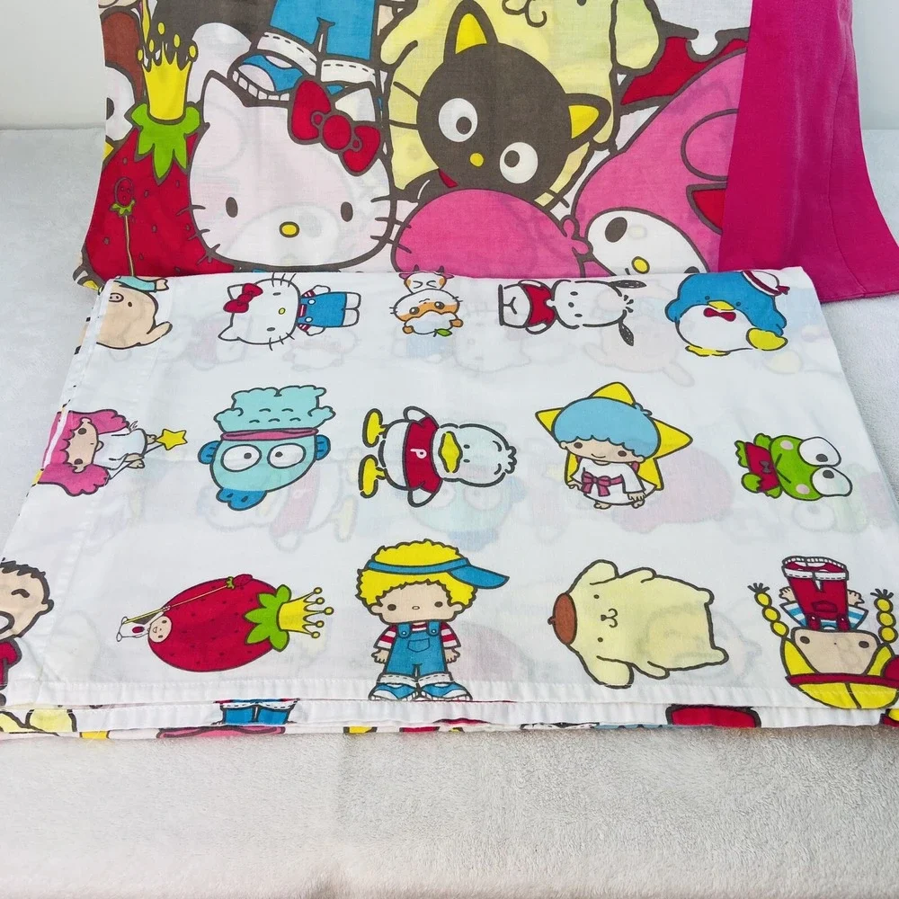 Sanrio Friends Bedding Twin Flat Sheet Pillowcase Hello Kitty 2010 Cotton Blend